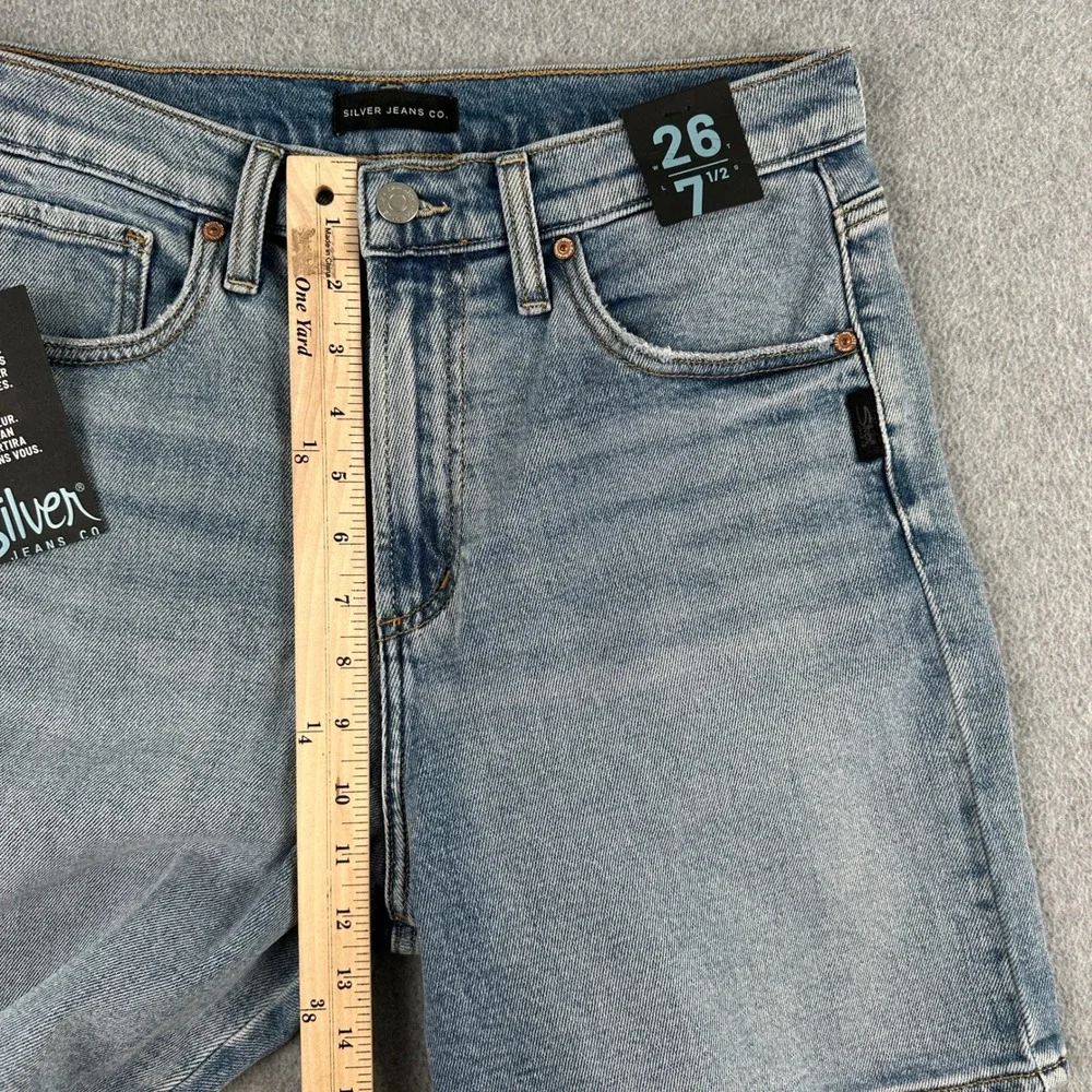 NEW Silver Jeans‎ Shorts Denim Women 26 Blue Vintage Long Short High Rise NWT
